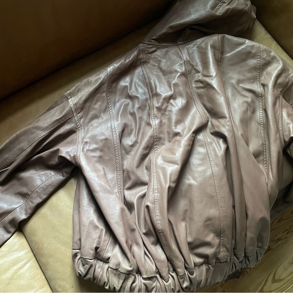 Bally vintage brown hooded leather jacket w ties made in Italy bomber sport - Picture 8 of 17